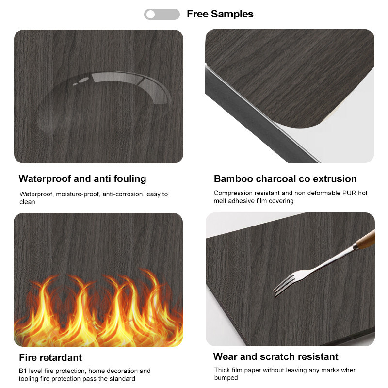 5mm 木粒 PVC 壁板 柔軟な竹 木炭 装飾壁板