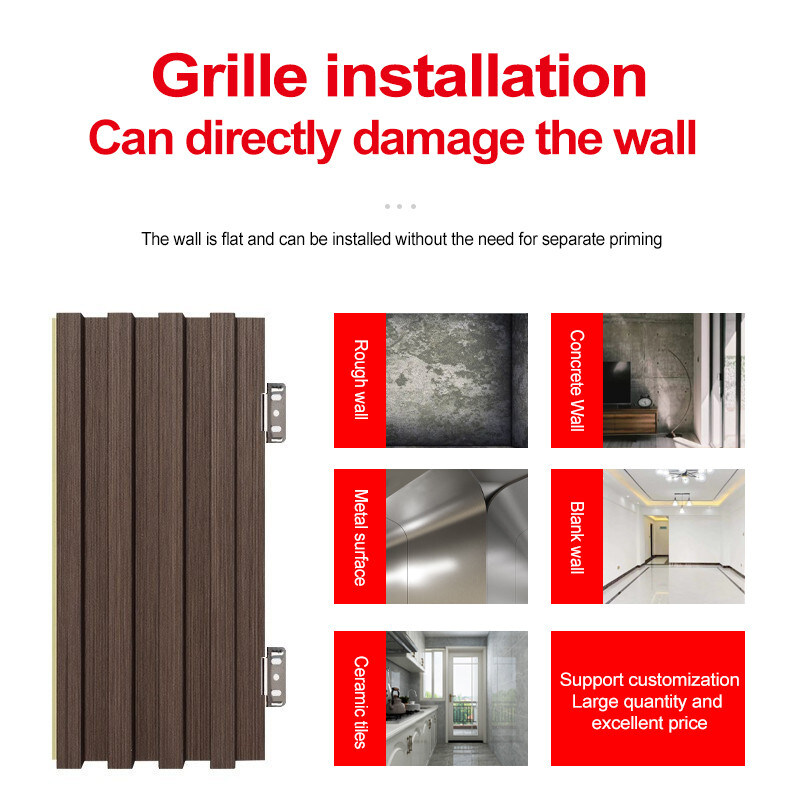 インテリア装飾WPC壁パネル 3D固木グリルパネル