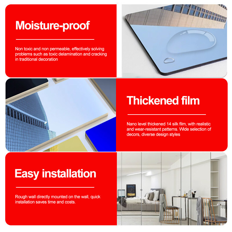 インテリア 装飾 5mm ミラー 木製 壁板 PVC 壁板