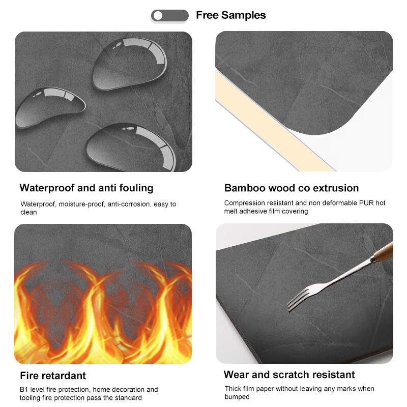 5mm / 8mm インテリア 装飾用 PVC マルマーシート バンブー 木炭 壁板