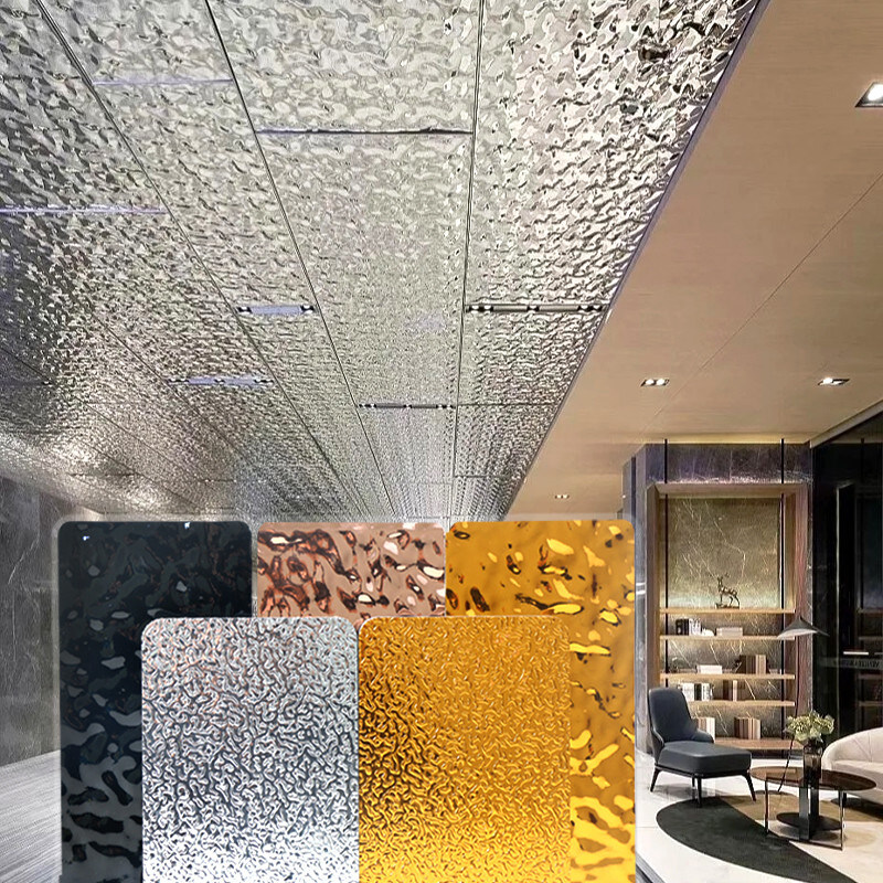 8mmタケ木製繊維木は壁の装飾内部のペンキなしの3D水さざ波のパネルにパネルをはめる